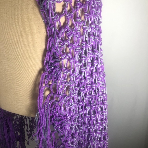 Knitted Purple Prayer Shawl. NEW - Picture 2 of 3